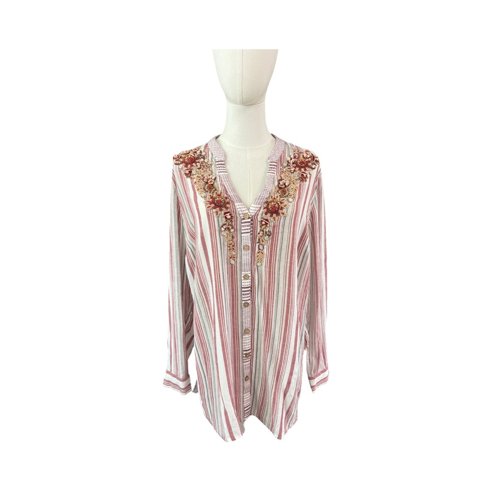 Soft Surroundings Multicolor Striped Button Down … - image 2